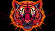 © Tark - Neon avatar vector style image of neon tiger cyberpunk head, Generative AI
