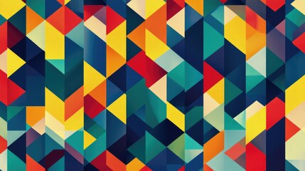 Poster - Geometric pattern background, abstract contemporary art poster. Multicolored yellow, blue, red and green color, trendy pattern backgrounds set. Modern op-art