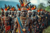 Karo tribe members standing together during a traditional ceremony in omo valley, ethiopia