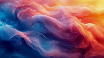 Poster - Swirling vibrant clouds of yellow, orange, pink, and red blending in a fluid motion, creating a dramatic abstract artwork