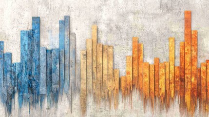 Poster - Abstract color bars representing sound waves or data visualization against textured background