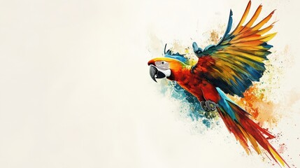 Poster - Scarlet Macaw in Flight Watercolor Art