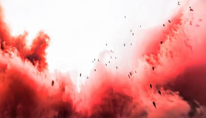 Aufkleber - Dynamic Red Smoke Explosion Captured in Abstract Artistic Style Perfect for Dramatic Design Backgrounds or High Impact Creative Projects