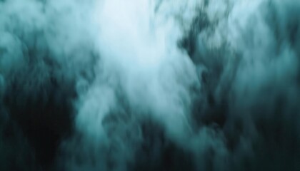 Poster - Ethereal Turbulence of Aqua Mist. Abstract Blur of Dark Green Water Vapor in Motion for Atmospheric Art, Calm Wallpaper, or Meditation
