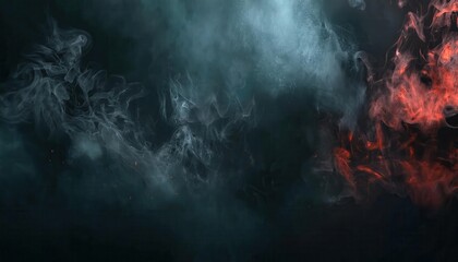 Aufkleber - Abstract Smoke in Blue and Fiery Red Tones Creating a Mystic, Ethereal Contrast of Opposing Elements for Creative Design or Inspiration