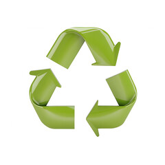 Green recycling symbol representing sustainability and environmental responsibility., isolated on a transparent background.