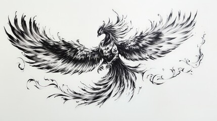 Poster - A Majestic Black Phoenix Soaring In Flight