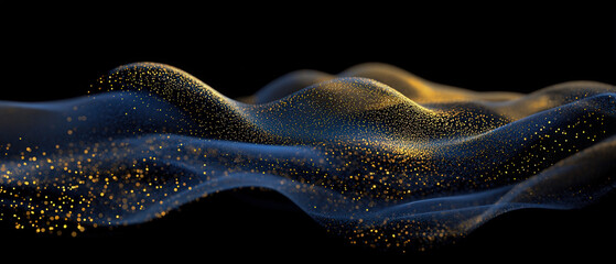 Wall Mural - A black and gold wave with a lot of sparkles