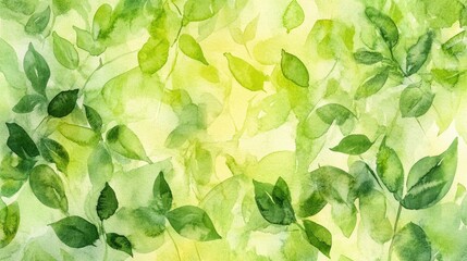 Poster - green watercolor foliage abstract background. . spring eco nature