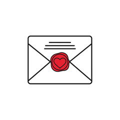 Poster - A Picture Illustration of a Red Rose in an Envelope With a Wax Seal.