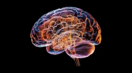 Poster - hologram of human brain, diagrammatic diagnostic concept