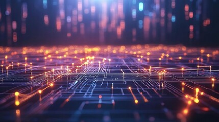 Poster - Abstract Technology Background with Light and Circuit Patterns