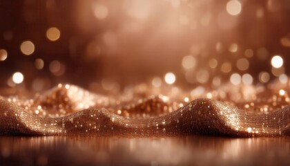 Aufkleber - Sparkling Golden Glitter Waves with a Warm Glow and Bokeh Lights. Perfect for Festive Backdrops, Luxury Themes, or Branding