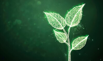glowing plant abstract art: nature's resilience in digital form