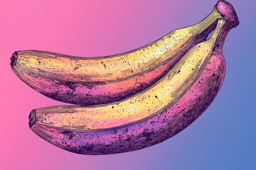 Poster - Minimal line art illustration of a banana peel floating on a soft pastel gradient,