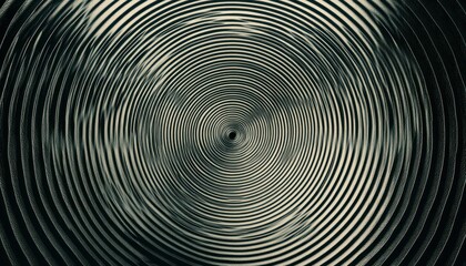 Aufkleber - Hypnotic Concentric Circles, A monochromatic exploration of depth, pattern, and rhythmic repetition leading to a central point of visual intrigue,