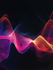 Poster - Luminous Waves, A Symphony of Colorful Light Flowing Through the Darkness, Creating an Abstract and Dynamic Pattern, Resembling Sound or Energy