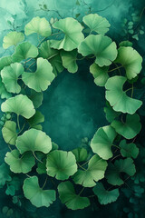 Fototapete - Minimal vector art of ginkgo leaves arranged in a circular pattern, symbolizing mental balance,