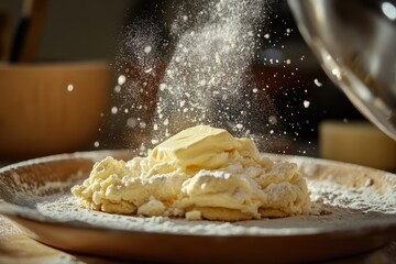 Wall Mural - Butter and Flour Mixing for Pastry Dough Preparation