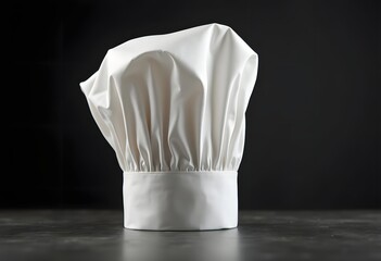 Leinwandbilder - Blank white toque chef hat mockup, no gravity, 3d rendering. Empty professional french chief cap uniform mock up, isolated. Clear fabric headwear for restaurant cooker template.
