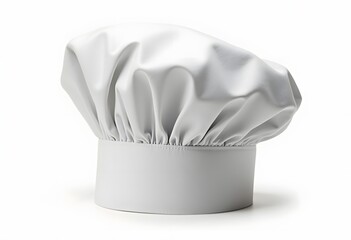 Leinwandbilder - Blank white toque chef hat mockup, no gravity, 3d rendering. Empty professional french chief cap uniform mock up, isolated. Clear fabric headwear for restaurant cooker template.
