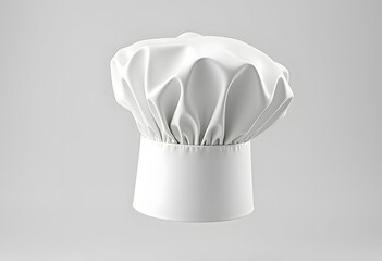Leinwandbilder - Blank white toque chef hat mockup, no gravity, 3d rendering. Empty professional french chief cap uniform mock up, isolated. Clear fabric headwear for restaurant cooker template.
