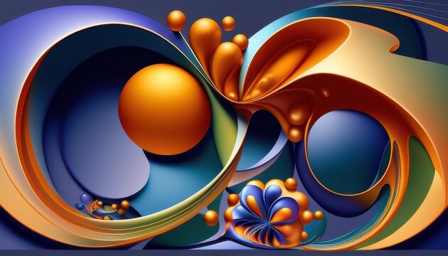 Abstract 3D Render: Intertwined Metallic Forms in Vibrant Hues