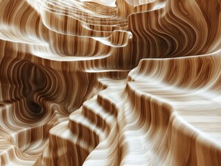 Poster - Abstract geometric waves in a digital landscape artistic visualization soft environment aerial view modern concept