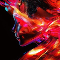 Poster - Futuristic abstract digital plasma design virtual space graphic art colorful environment creative viewpoint innovation concept
