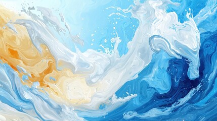 Poster - Dynamic liquid abstract background digital art studio high-resolution visuals blue and gold gradient modern aesthetic