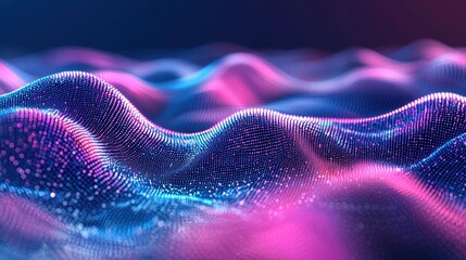 Poster - Dynamic energy particle trails abstract digital environment graphic visualization vibrant colors close-up view