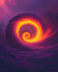 Poster - Dynamic energy vortex spirals in abstract digital art vibrant colors fantasy environment creative concept