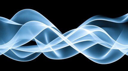 Poster - Abstract Blue Waves: A Serene Digital Artwork