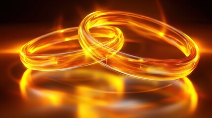 Poster - Ethereal golden energy rings digital abstract background graphic design vibrant environment close-up modern concept