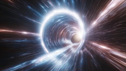 Poster - Dynamic digital abstract background of neon geometric paths cosmic tunnel digital art futuristic high-speed perspective