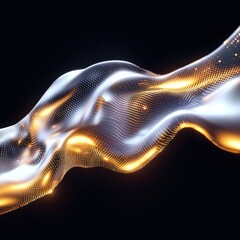 Poster - Futuristic digital abstract background with luminous waves tech concept modern art dark environment close-up view