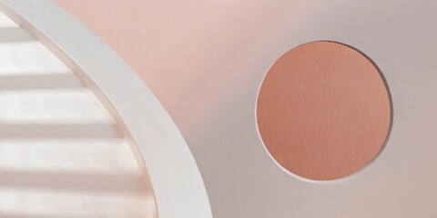 Poster - A white and pink background with a white circle in the middle