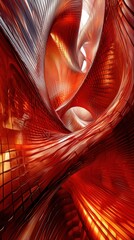 Poster - Dynamic alien energy streams abstract art digital creation modern environment vibrant red tones creative perspective