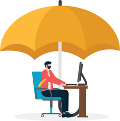 Wall Mural - who works under an umbrella, he gets more protection, This is a set of business illustrations

