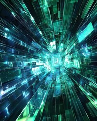 Poster - Dynamic digital abstract ray formation virtual space graphic art futuristic environment perspective view modern technology