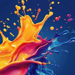 Poster - Dynamic color splash action abstract digital background graphic design vibrant environment close-up viewpoint