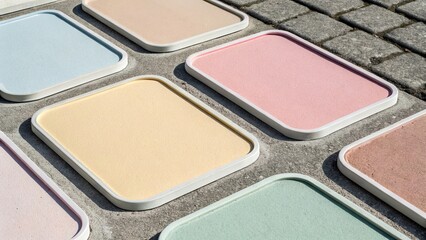Aufkleber - A row of square tiles with different colors