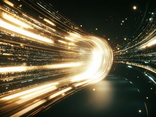 Poster - Dynamic light trails and glitch effects digital art abstract background modern technology futuristic environment