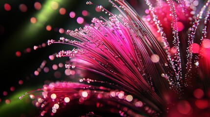 Poster - Vibrant digital fiber connections abstract background artwork display colorful environment close-up view technology concept