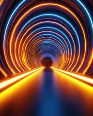 Poster - Dynamic digital abstract tunnel art futuristic environment visual content hypnotic glow perspective viewpoint