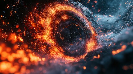 Poster - Dynamic energy ring interaction digital abstract art vivid colors cosmic environment futuristic viewpoint motion concept