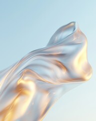 Poster - Bioluminescent digital abstract flowing fabric virtual space visual art soft colors aesthetic design creative concept