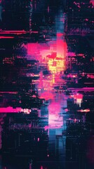 Poster - Dynamic digital abstract background with glitch effects modern art graphic design vibrant colors digital environment