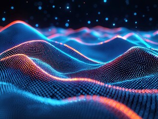 Poster - Interstellar digital abstract background cosmic waves graphic design futuristic environment vivid colors and patterns