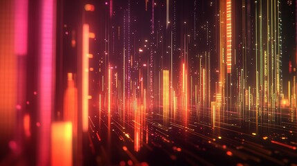 Poster - Abstract 3D Financial Chart with Digital Data and Glowing Effects
